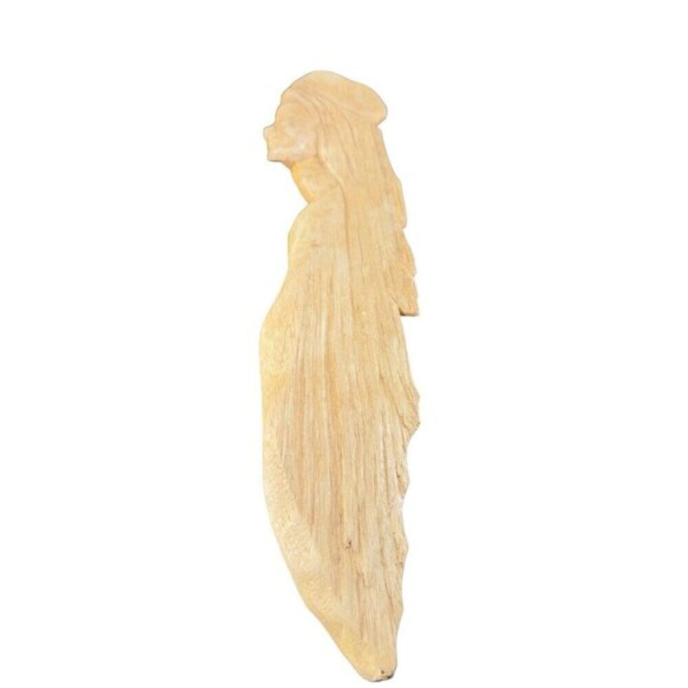 1998 Hand Carved Wood Long Sculpture Native American Man Wall Hanging Signed RE
